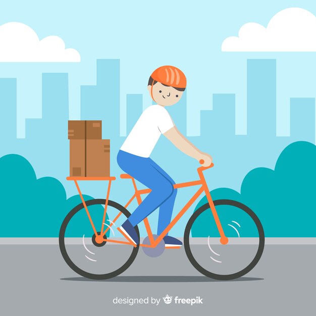 Концепция доставки велосипедов в стиле рисованной