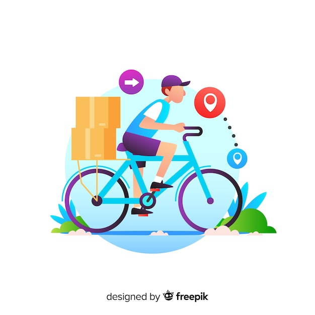 Bicycle delivery concept with packages