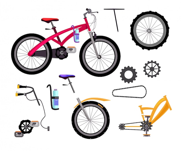 Free vector bicycle details set