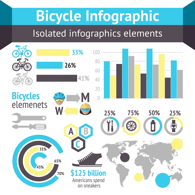 無料ベクター 自転車のインフォグラフィック要素