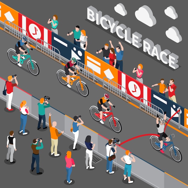 Gara ciclistica illustrazione isometrica