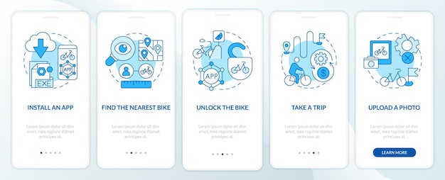 자전거 공유 사용량 온보딩 모바일 앱 페이지 화면