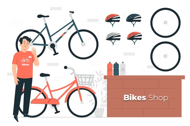 Иллюстрация концепции магазина велосипедов