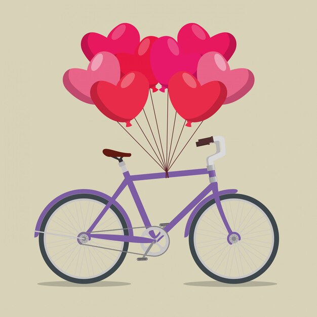 Bicycle transport vehicle with hearts balloons