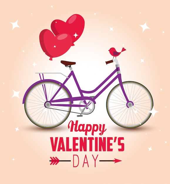 Trasporto in bicicletta con palloncini a cuori fino a san valentino