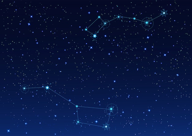 グレートベア星座 北斗七星と星の背景 星空の壁紙 おおぐま座のイラスト プレミアムベクター