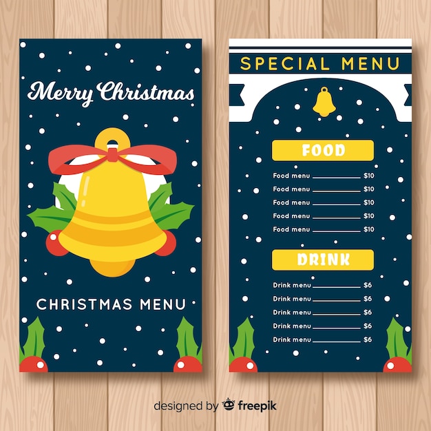 Big bell with bow menu template