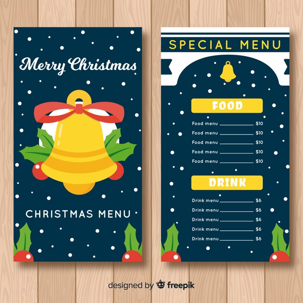 Big bell with bow menu template