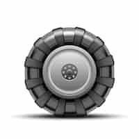 Free vector big black wheel of tractor isolated