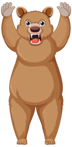 Vettore gratuito un grande orso bruno su sfondo bianco