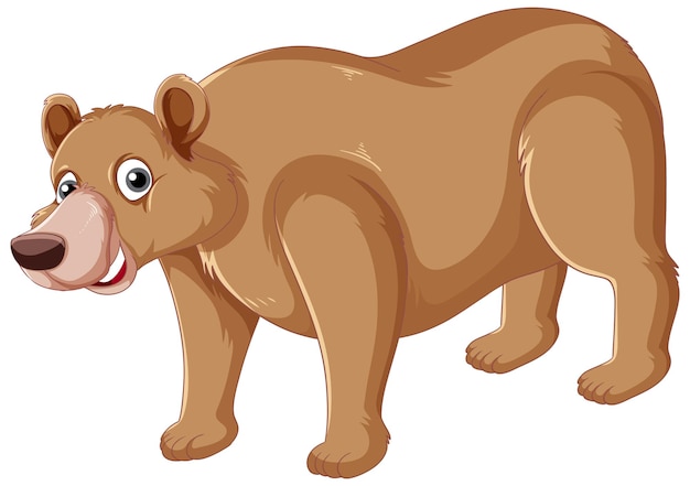 Free vector a big brown bear on white background