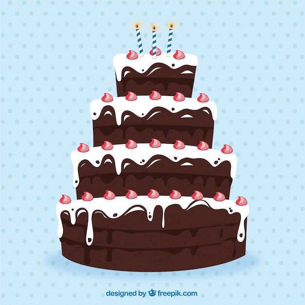 Free vector big chocolate birthday cake