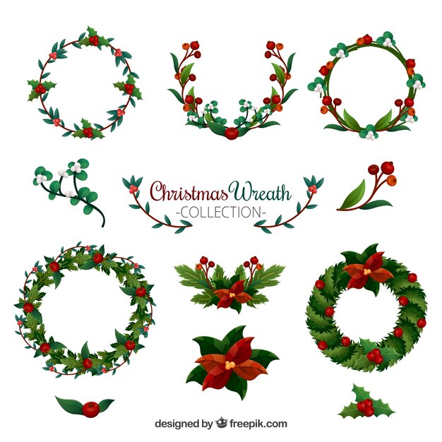 Big christmas collection of flowers and wreaths