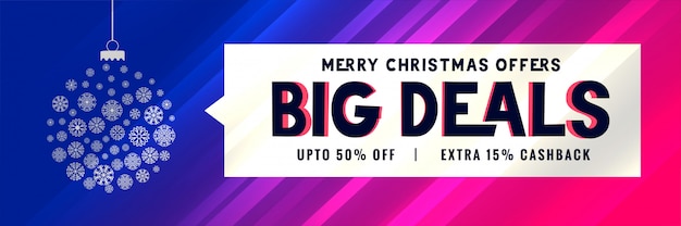 Big christmas sale banner with decorative ball design