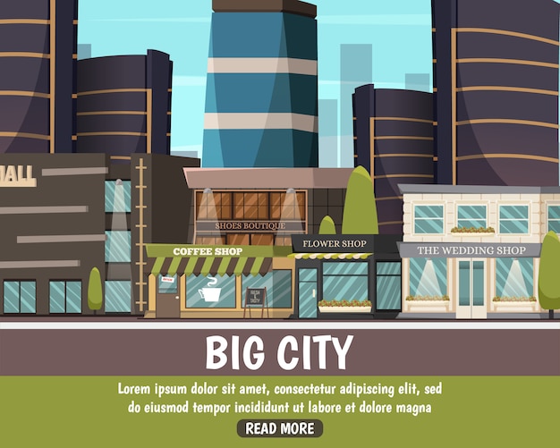 Бесплатное векторное изображение Большой городской пейзаж