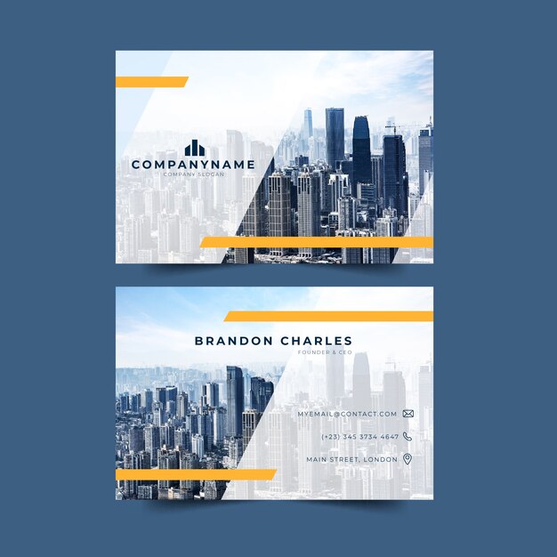 Big city with skyscrapers business card template