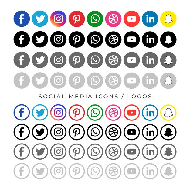 Большая коллекция логотипов в социальных сетях