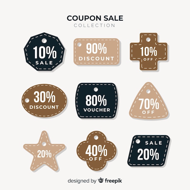 Free vector big coupon sale label collection