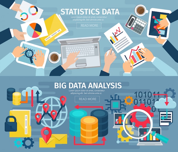 Big data analysis e database statistic systems 2 banner flat