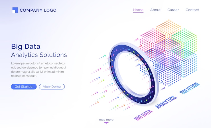 Free Vector big data analytics solutions isometric landing