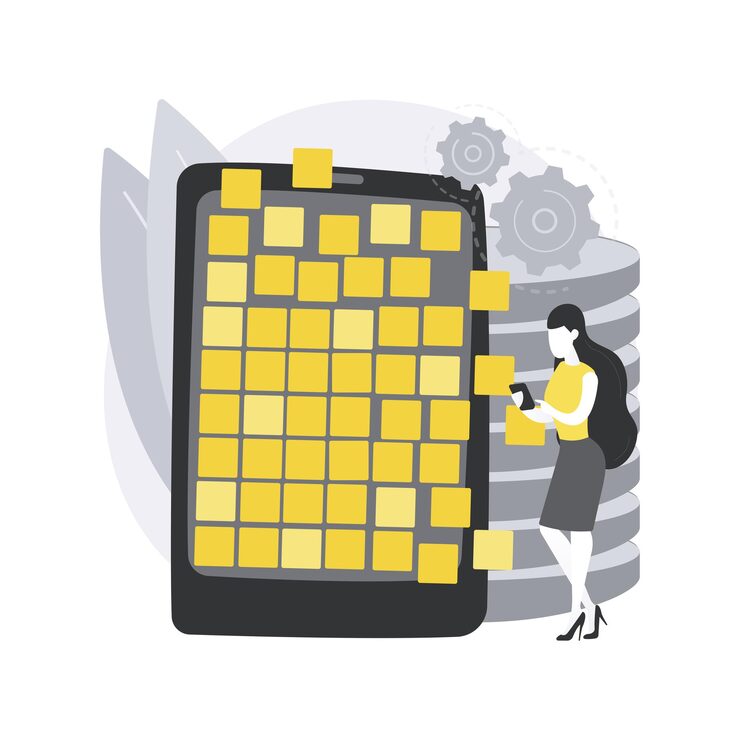 Free Vector big data applications. big data analytics app development, information management software, database engineering, applications monetization.