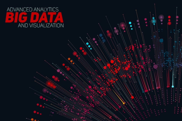 Free Vector big data circular grayscale visualization. information aesthetic design. visual data complexity. complex data threads graphic visualization.