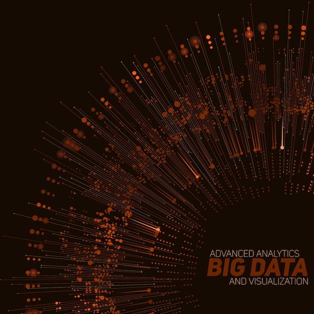 Круговая оранжевая визуализация больших данных.