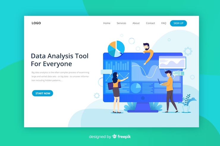Free Vector big data landing page