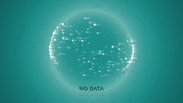 Big data visualization. Futuristic infographic. Information aesthetic design. Visual data complexity. Complex data threads graphic visualization. Abstract data graph.