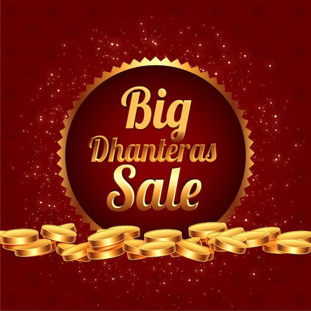 Big dhanteras sale festival banner with golden coins