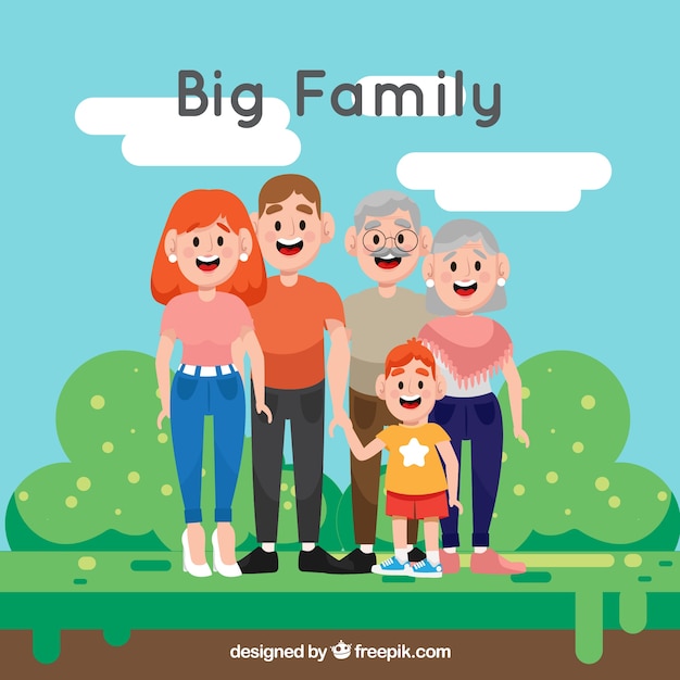 Free vector big family background in flat style