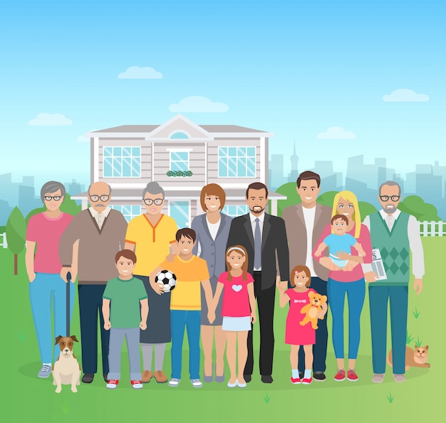 Free vector big family illustration