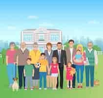 Free vector big family illustration