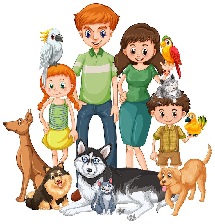 無料Vector 多くの犬を飼っている大家族