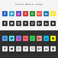 Free vector big flat social media popular icons collection