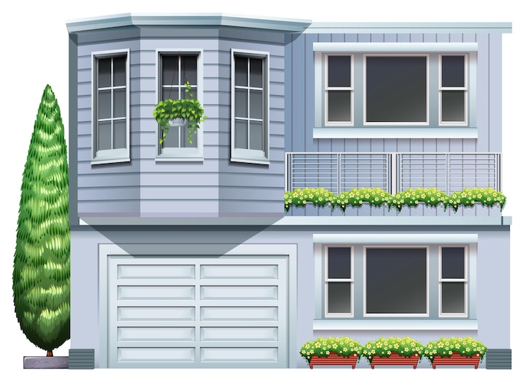 無料Vector 大きな灰色の建物