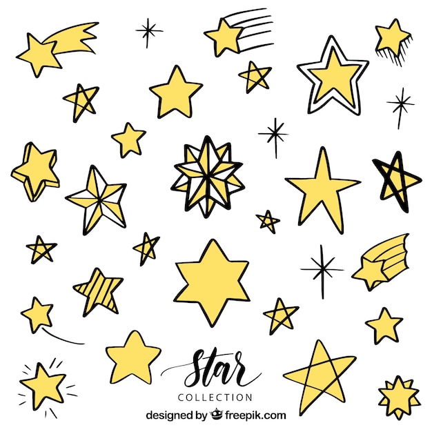 Free vector big hand drawn star collection