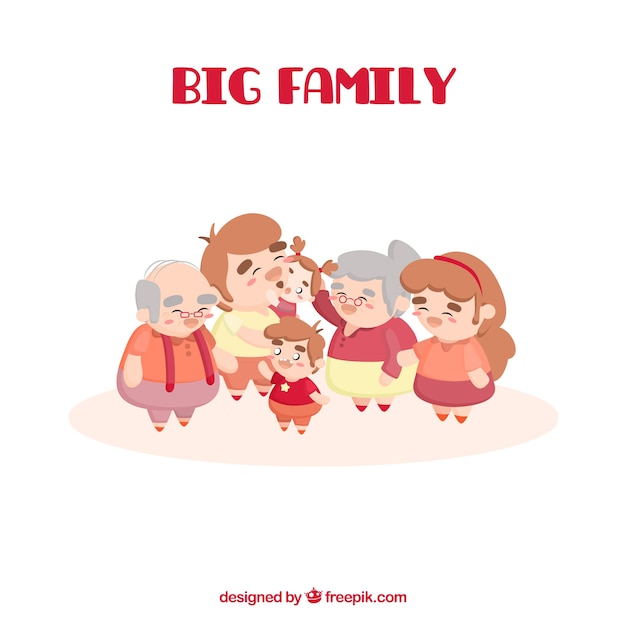 Big happy family with flat design