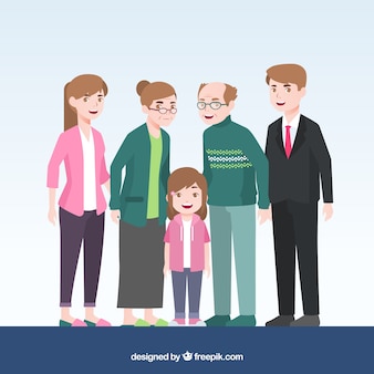 Big happy family with flat design