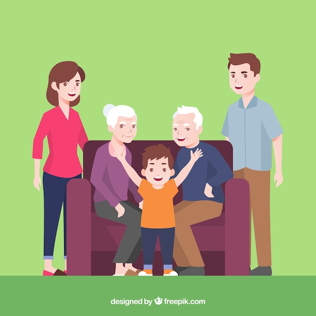 Big happy family with flat design