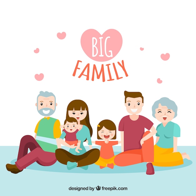 Free vector big happy family with flat design