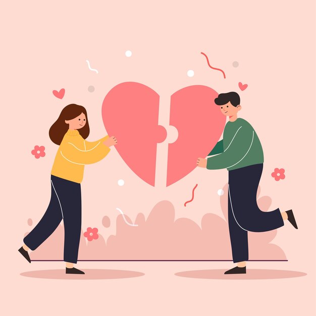 Big Isolated cartoon   of young girl and boy in love, couple sharing and caring love,  3d illustration