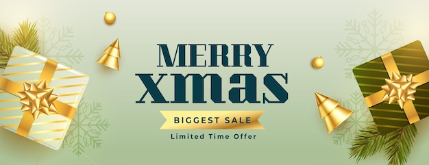 Big merry christmas sale background with xmas ornaments