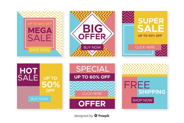 Free vector big offer instagram post collection