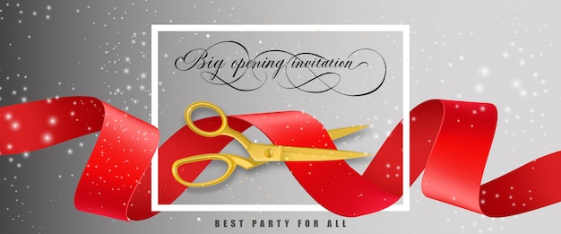 Big opening invitation, best party for all glittering banner with frame