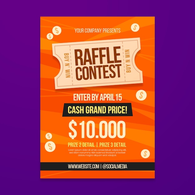 Free vector big raffle poster template