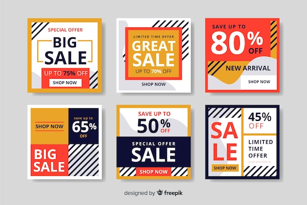 Free vector big sale instagram post collection