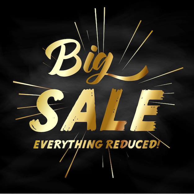 Free vector big sale with golden letters