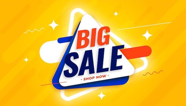 Free vector big sale yellow banner in 3d style