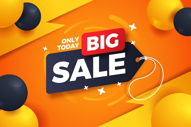 Big sales background with realistic balloons